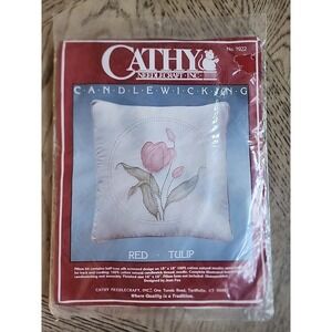 Cathy Needlecraft Inc Candlewicking  Embroidery Red Tulip Vintage NOS New #7922